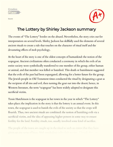 summary of the lottery shirley jackson